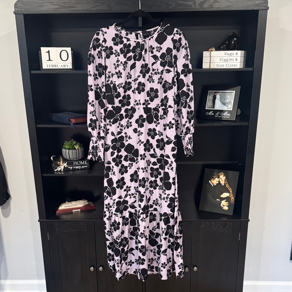 Floral Black and Pink Women's Dress